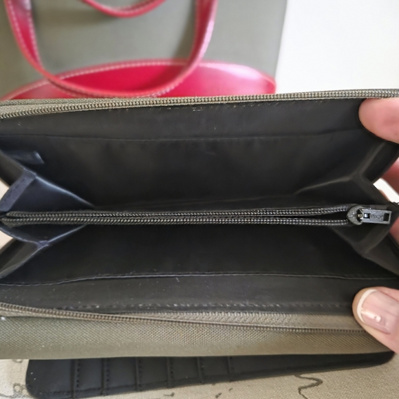 VINTAGE Kate Spade Purse & Wallet Army Green and Red - Picture 10 of 16